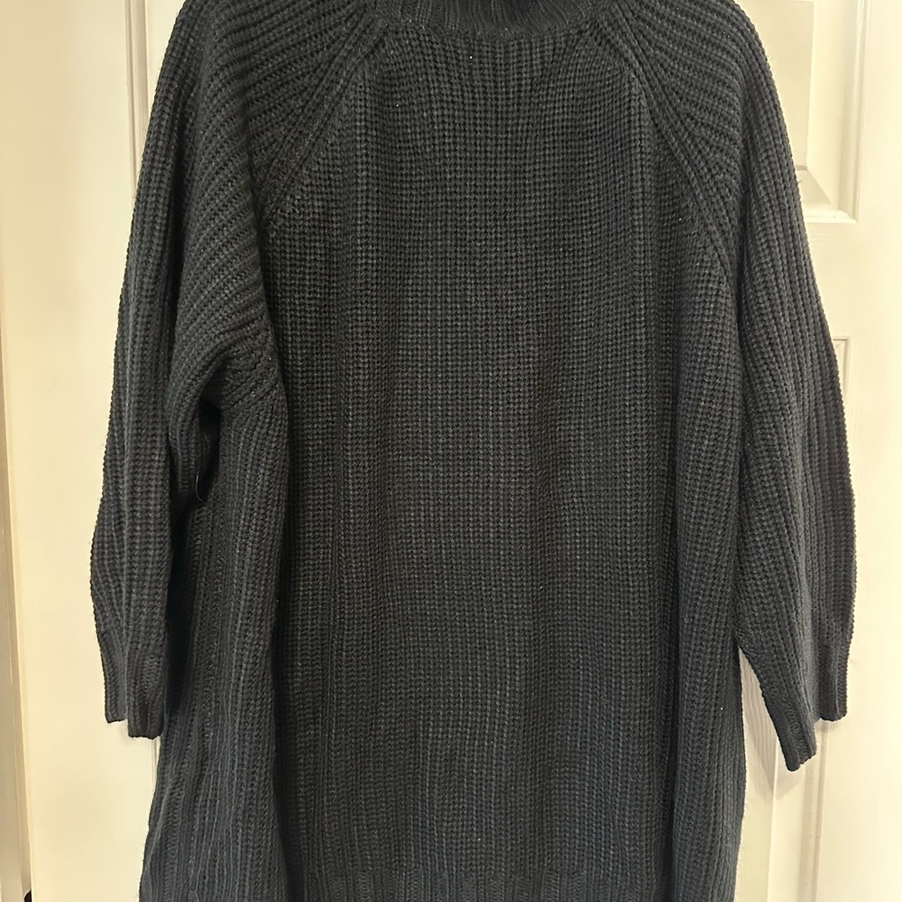 Mainstreet Blues Black Cable Knit Zip-Up Cardigan Sweater - 3X